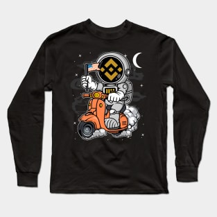 Astronaut Scooter Binance BNB Coin To The Moon Crypto Token Cryptocurrency Blockchain Wallet Birthday Gift For Men Women Kids Long Sleeve T-Shirt